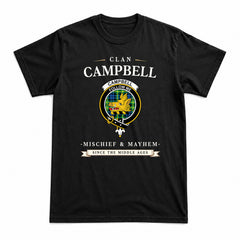 Campbell of Breadalbane Ancient Tartan Crest Mischief and Mayhem T-shirt