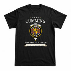 Cumming Hunting Weathered Tartan Crest Mischief and Mayhem T-shirt