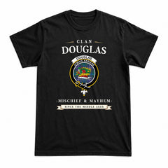 Douglas Modern Tartan Crest Mischief and Mayhem T-shirt