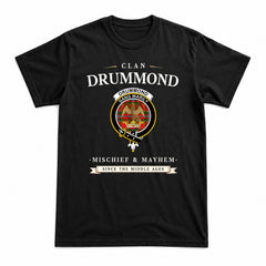 Drummond of Perth Tartan Crest Mischief and Mayhem T-shirt