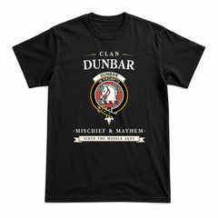 Dunbar Ancient Tartan Crest Mischief and Mayhem T-shirt