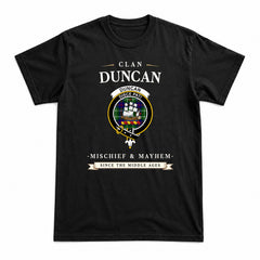 Duncan Modern Tartan Crest Mischief and Mayhem T-shirt