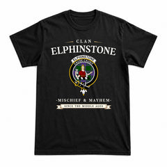 Elphinstone Tartan Crest Mischief and Mayhem T-shirt