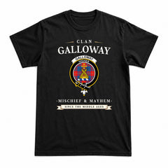 Galloway Red Tartan Crest Mischief and Mayhem T-shirt