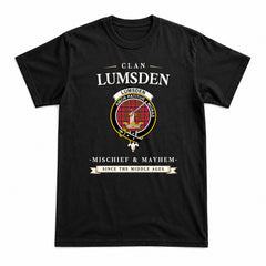 Lumsden Modern Tartan Crest Mischief and Mayhem T-shirt
