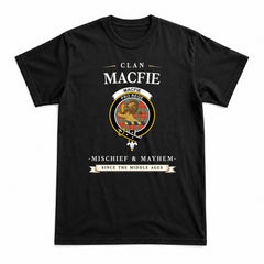MacFie Ancient Tartan Crest Mischief and Mayhem T-shirt