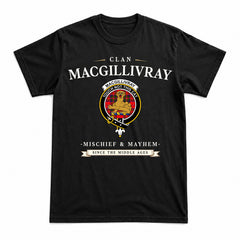 MacGillivray Modern Tartan Crest Mischief and Mayhem T-shirt