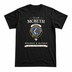 McBeth Ancient Tartan Crest Mischief and Mayhem T-shirt