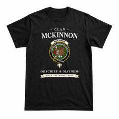 McKinnon Hunting Modern Tartan Crest Mischief and Mayhem T-shirt