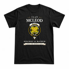 McLeod of Lewis Modern Tartan Crest Mischief and Mayhem T-shirt