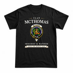 McThomas Modern Tartan Crest Mischief and Mayhem T-shirt