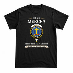 Mercer Modern Tartan Crest Mischief and Mayhem T-shirt