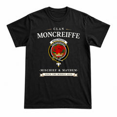 Moncreiffe (or Moncreiff) Tartan Crest Mischief and Mayhem T-shirt