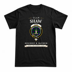 Shaw Modern Tartan Crest Mischief and Mayhem T-shirt