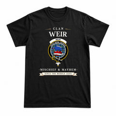 Weir Ancient Tartan Crest Mischief and Mayhem T-shirt