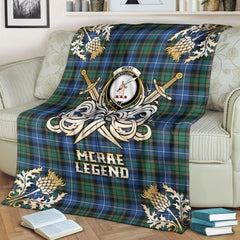 McRae Hunting Ancient Tartan Gold Courage Symbol Blanket