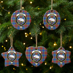 Beaton Modern Tartan Crest Christmas Ceramic Ornament