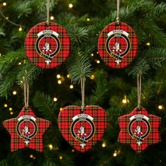 Brodie Modern Tartan Crest Christmas Ceramic Ornament