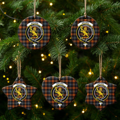 Brown Ancient Tartan Crest Christmas Ceramic Ornament