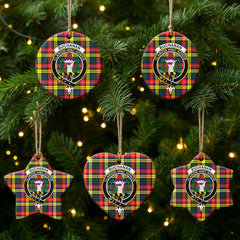 Buchanan Modern Tartan Crest Christmas Ceramic Ornament