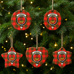 Cameron Modern Tartan Crest Christmas Ceramic Ornament