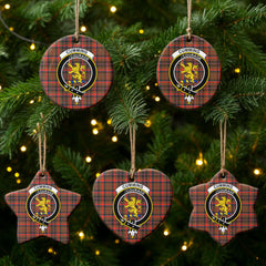 Cumming Hunting Weathered Tartan Crest Christmas Ceramic Ornament