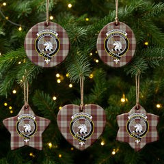 Cunningham Burgundy Dancers Tartan Crest Christmas Ceramic Ornament