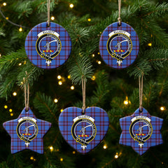 Elliott Modern Tartan Crest Christmas Ceramic Ornament