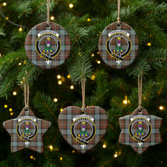Fergusson Weathered Tartan Crest Christmas Ceramic Ornament
