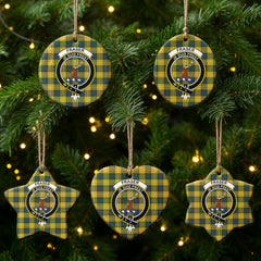 Fraser (of Lovat) Yellow Tartan Crest Christmas Ceramic Ornament
