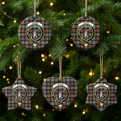 Gunn Weathered Tartan Crest Christmas Ceramic Ornament