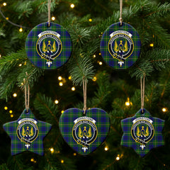 Johnstone Modern Tartan Crest Christmas Ceramic Ornament