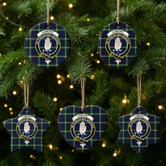 Lamont Modern Tartan Crest Christmas Ceramic Ornament