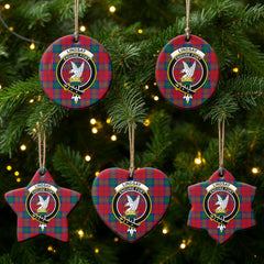 Lindsay Modern Tartan Crest Christmas Ceramic Ornament
