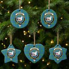 Lockhart Tartan Crest Christmas Ceramic Ornament