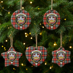 MacLachlan Weathered Tartan Crest Christmas Ceramic Ornament