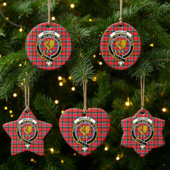 Sinclair Modern Tartan Crest Christmas Ceramic Ornament