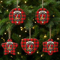 Wallace Hunting Red Tartan Crest Christmas Ceramic Ornament