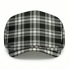 Menzies Black - White Modern Tartan Flat Caps