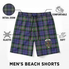 Baird Modern Tartan Crest Men's Beach Shorts