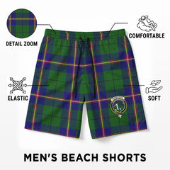 Carmichael Modern Tartan Crest Men's Beach Shorts