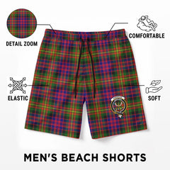 Carnegie Modern Tartan Crest Men's Beach Shorts