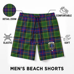 Forsyth Modern Tartan Crest Men's Beach Shorts