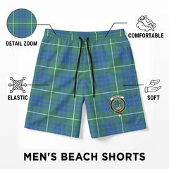 Hamilton Hunting Ancient Tartan Crest Men's Beach Shorts