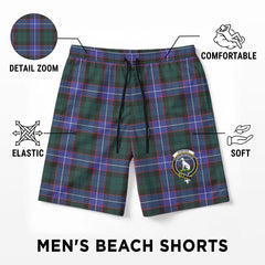 Hunter Modern Tartan Crest Men's Beach Shorts