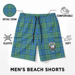 Lockhart Tartan Crest Men's Beach Shorts