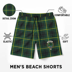 MacArthur Modern Tartan Crest Men's Beach Shorts
