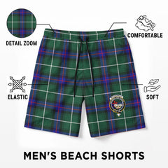 MacDonald of the Isles Hunting Modern Tartan Crest Men's Beach Shorts