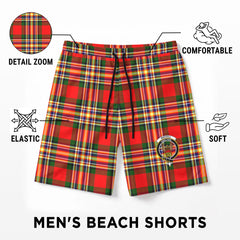 MacGill Modern Tartan Crest Men's Beach Shorts