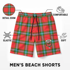 MacLaine of Loch Buie Tartan Crest Men's Beach Shorts